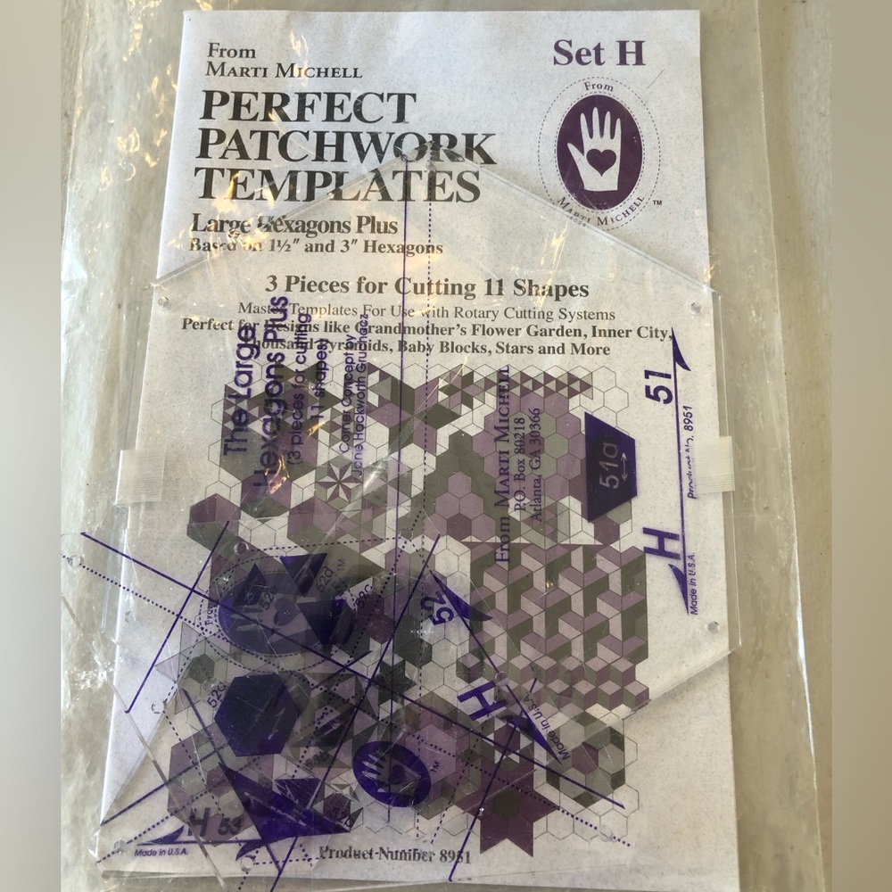 Perfect Patchwork Templates Set H from MartinMichell. 3 pieces cuts 11 shapes!